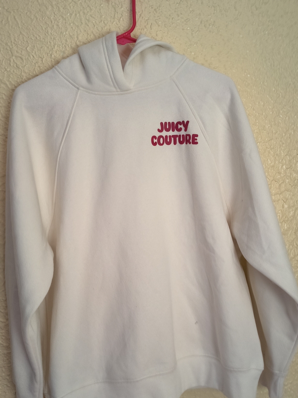 Juicy Couture Oversized Cream Hoodie with Pink Logo Chest Print